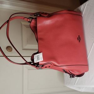 Coach NWT refined pebbled leather burnt red shoulder bag